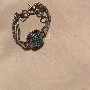 Magnolia and vine bracelet with aqua snap