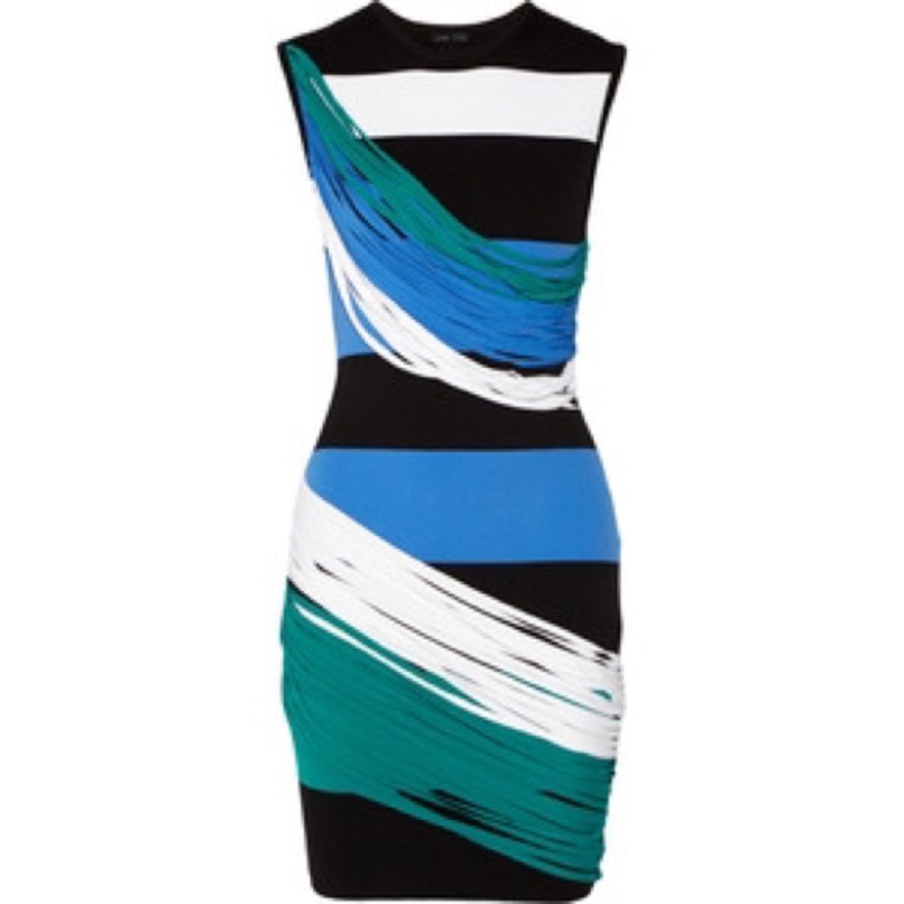 Ohne Titel Colorblock Fringe Dress, Blue/Black