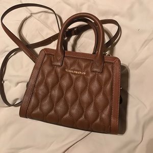 Cognac mini leather crossbody by Vera Bradley