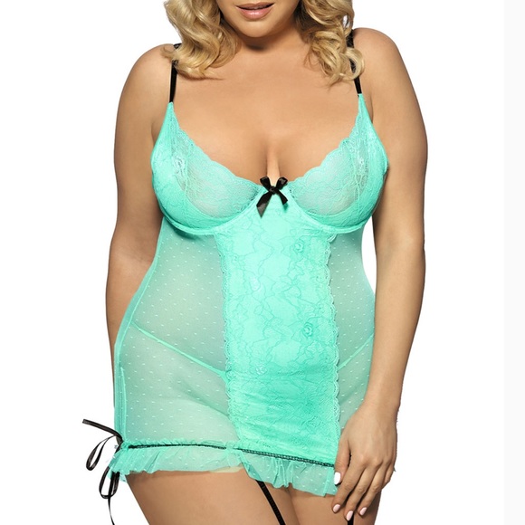 Lace Teddy Lingerie Set l Plus Too - Picture 2 of 5