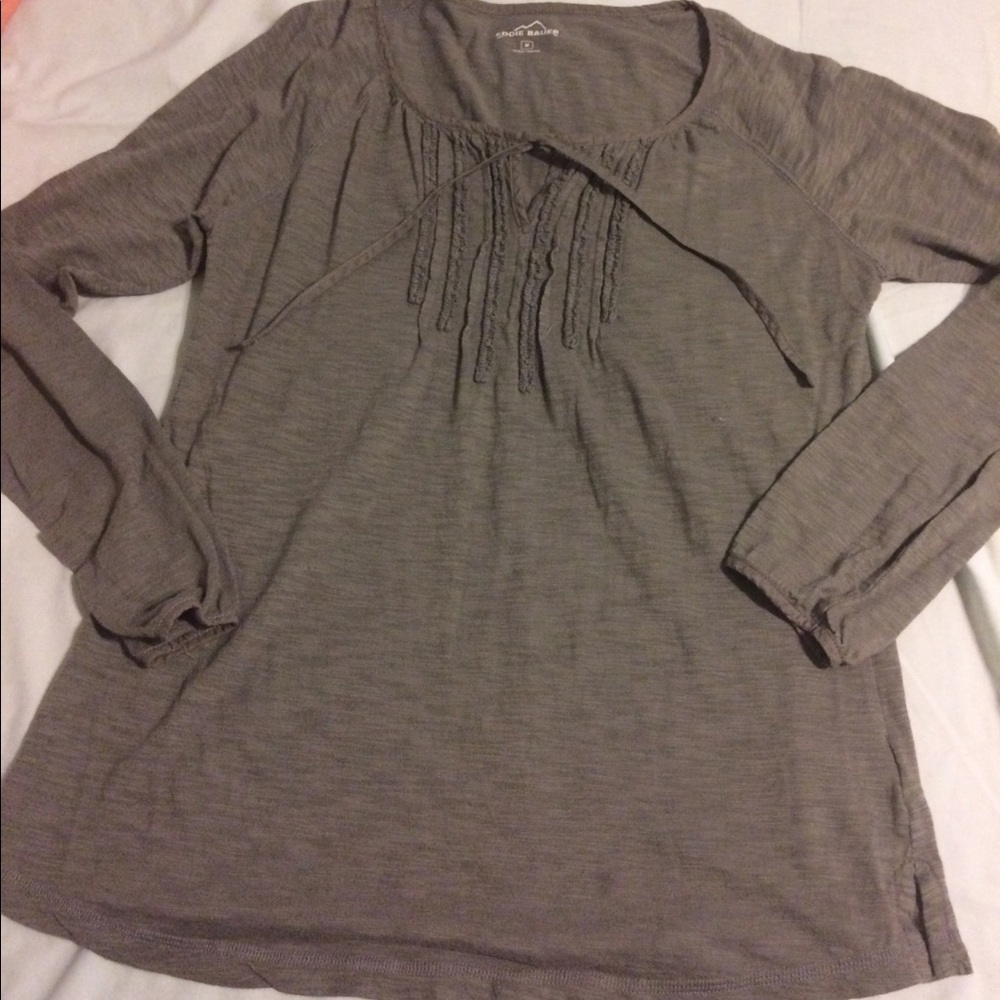 Grey long sleeve cotton blouse