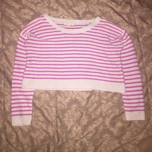 Pink Striped Cropped Sweater