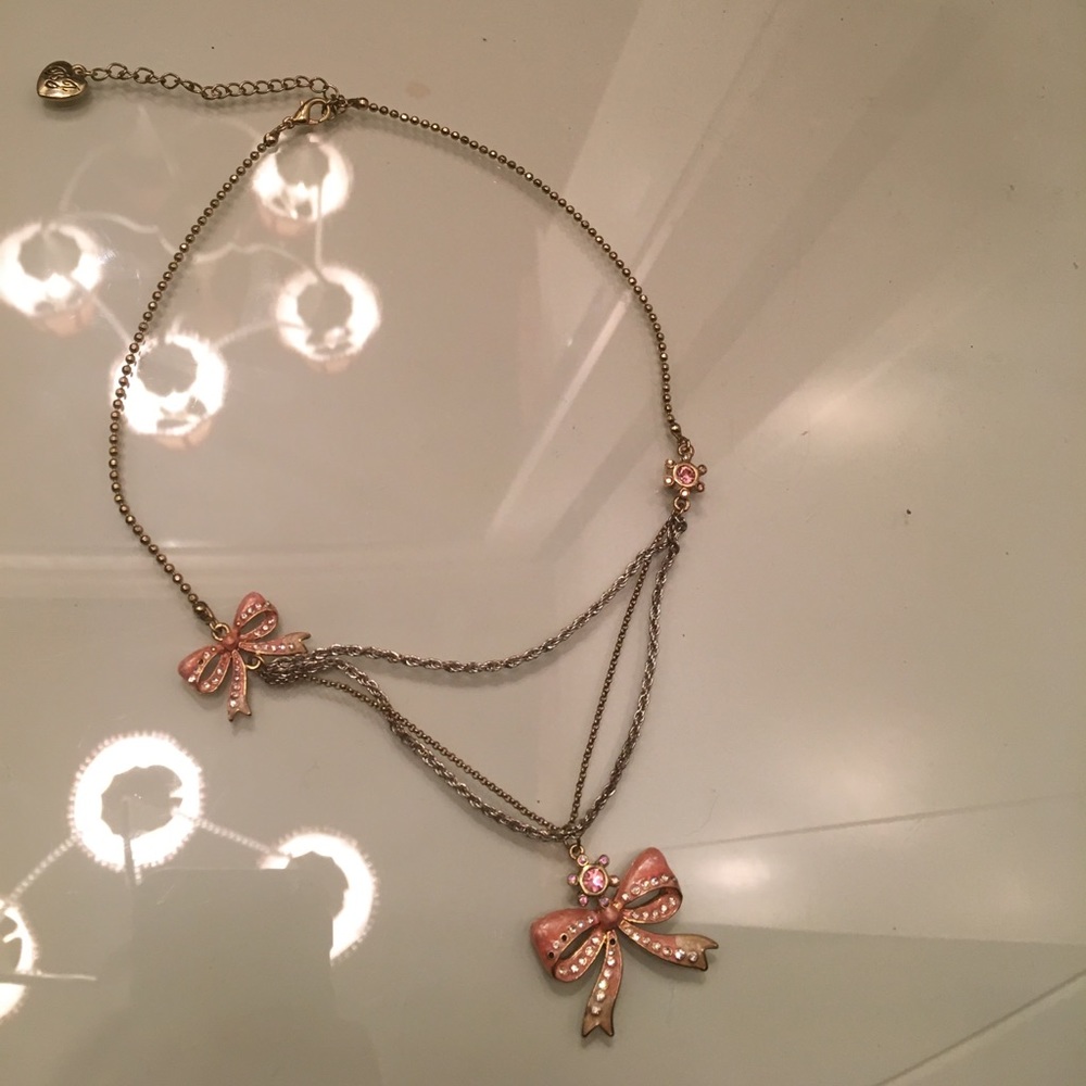 Betsey Johnson Pink Bow Necklace
