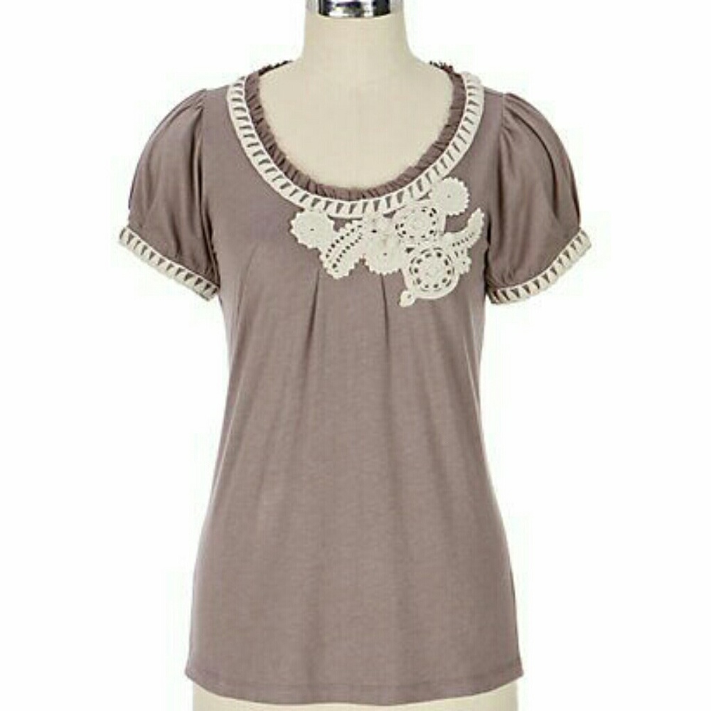 Anthropologie C.Keer crochet embroidered top