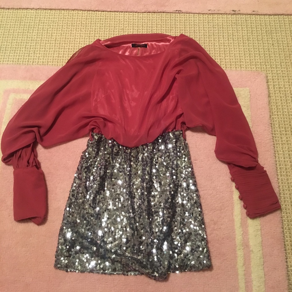 Pink long sleeve with tight sequins bottom