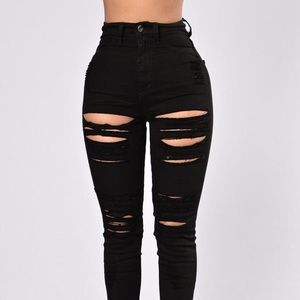 Fashion Nova Roll Out Jeans Black 2X NWT