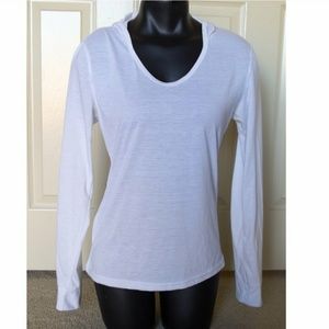 Boutique Shirts - White Longsleeve Shirt With Hood Round Neck XS Boutique Shirts - White Longsleeve Shirt With Hood Round Neck XS