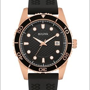 Bulova Men's Black Silicone Strap Watch 43mm