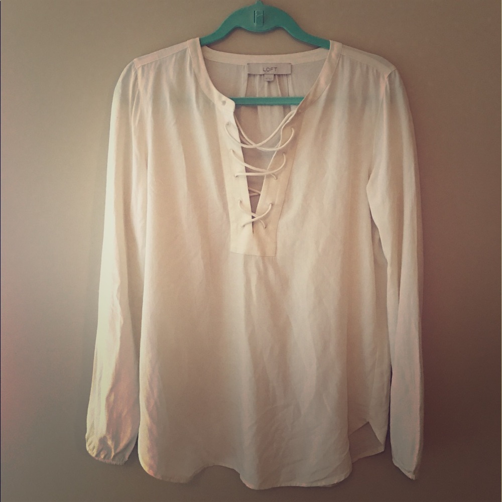 Loft Lattice Cream Blouse