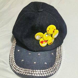 Denim bling Emoji Hat