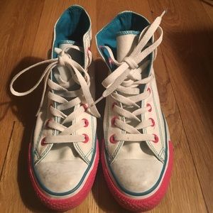 RARE High Top Pink and steal Converse