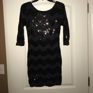 Black sequin, chevron dress