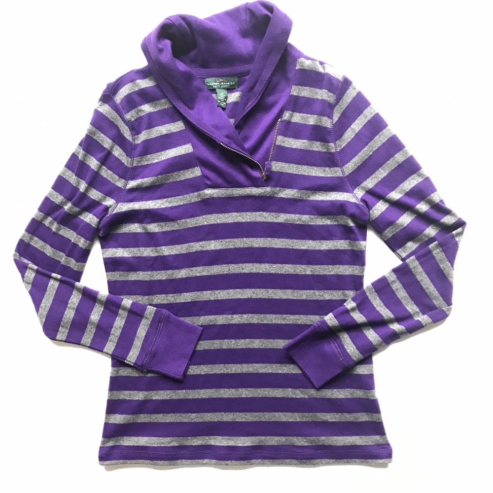 Lauren Jeans Co purple and gray knit top