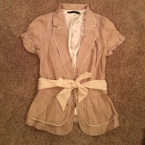 BRAND NEW Maurices tan ruched blazer w/ sash in S