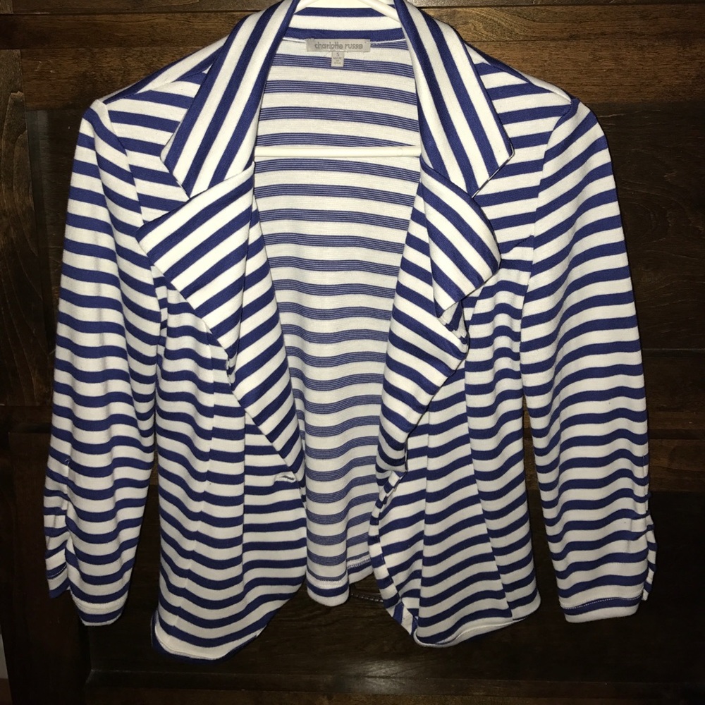 Blue and white striped blazer