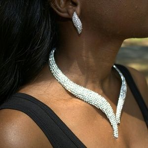 Rhinestone choker necklace