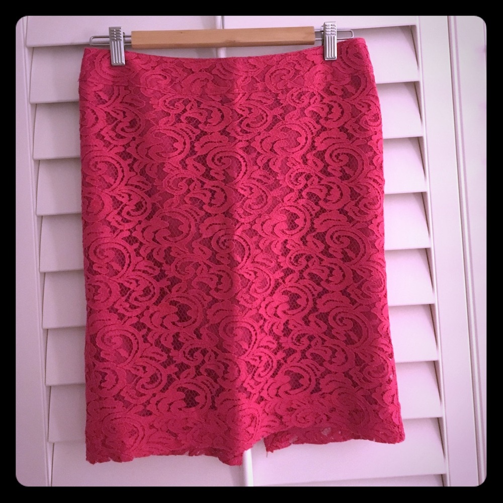 Day to night pink lace skirt