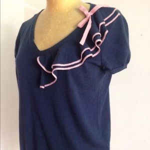 Red Valentino ruffle collar short sleeve sweater L