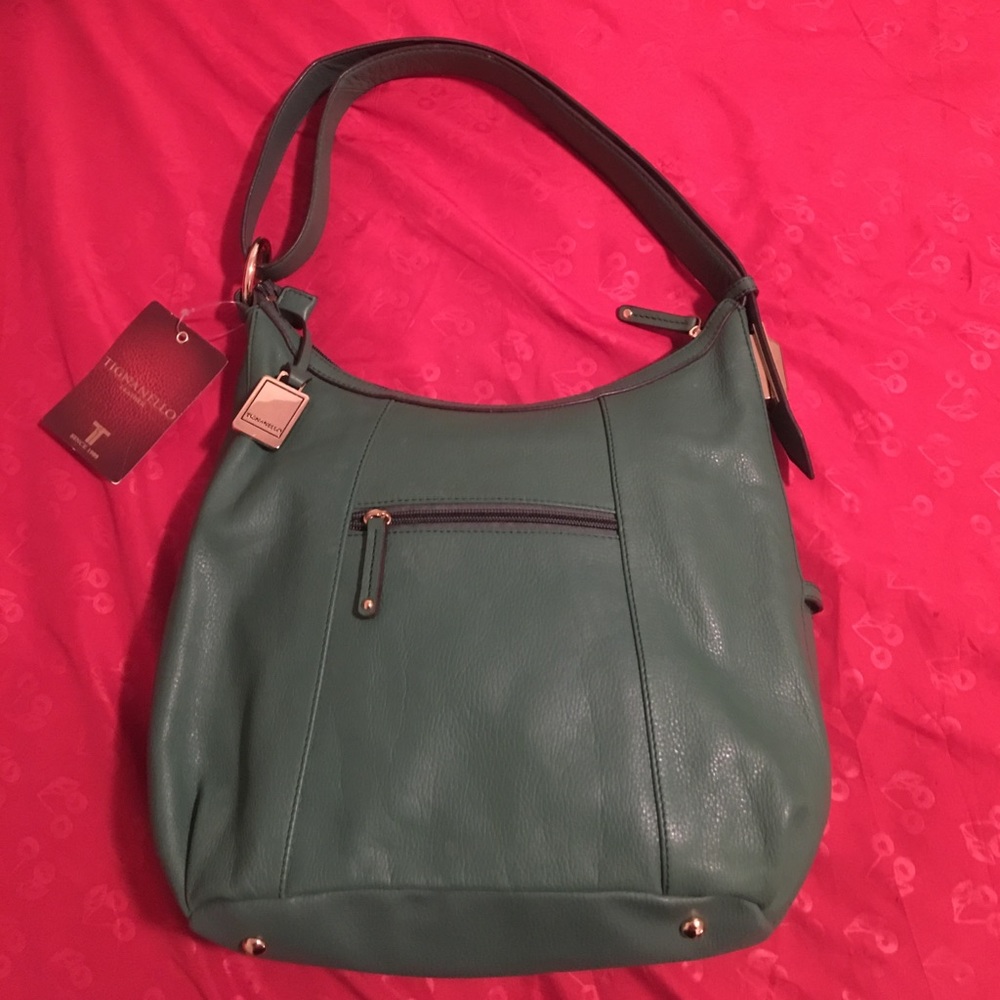 Jade green Tignanello leather handbag purse
