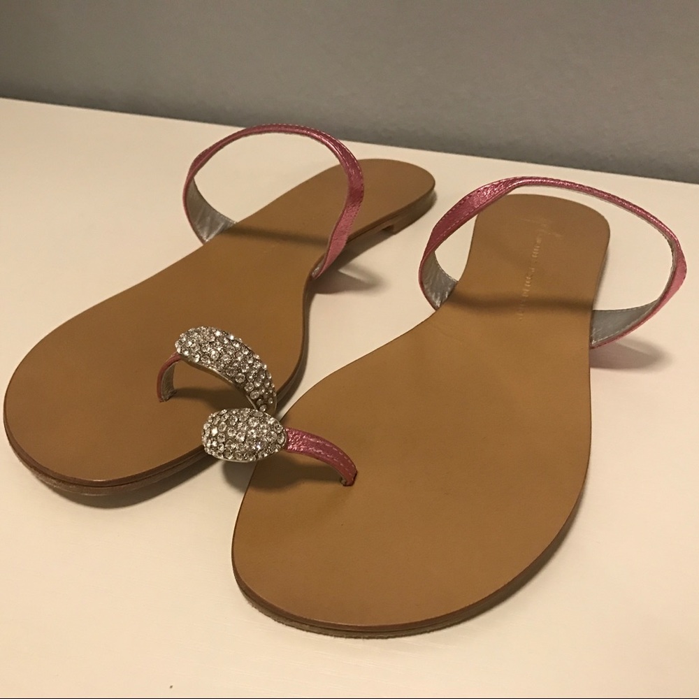Giuseppe Zanotti Leather & Crystal Toe Ring Sandal