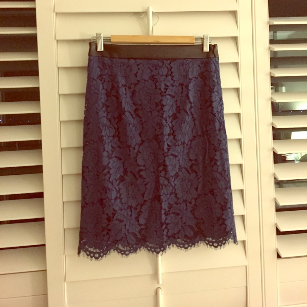 NWT Brand new blue lace over black skirt