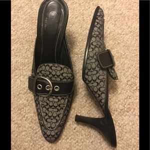 *COACH Authentic Mini Signature Black/Gray Mules