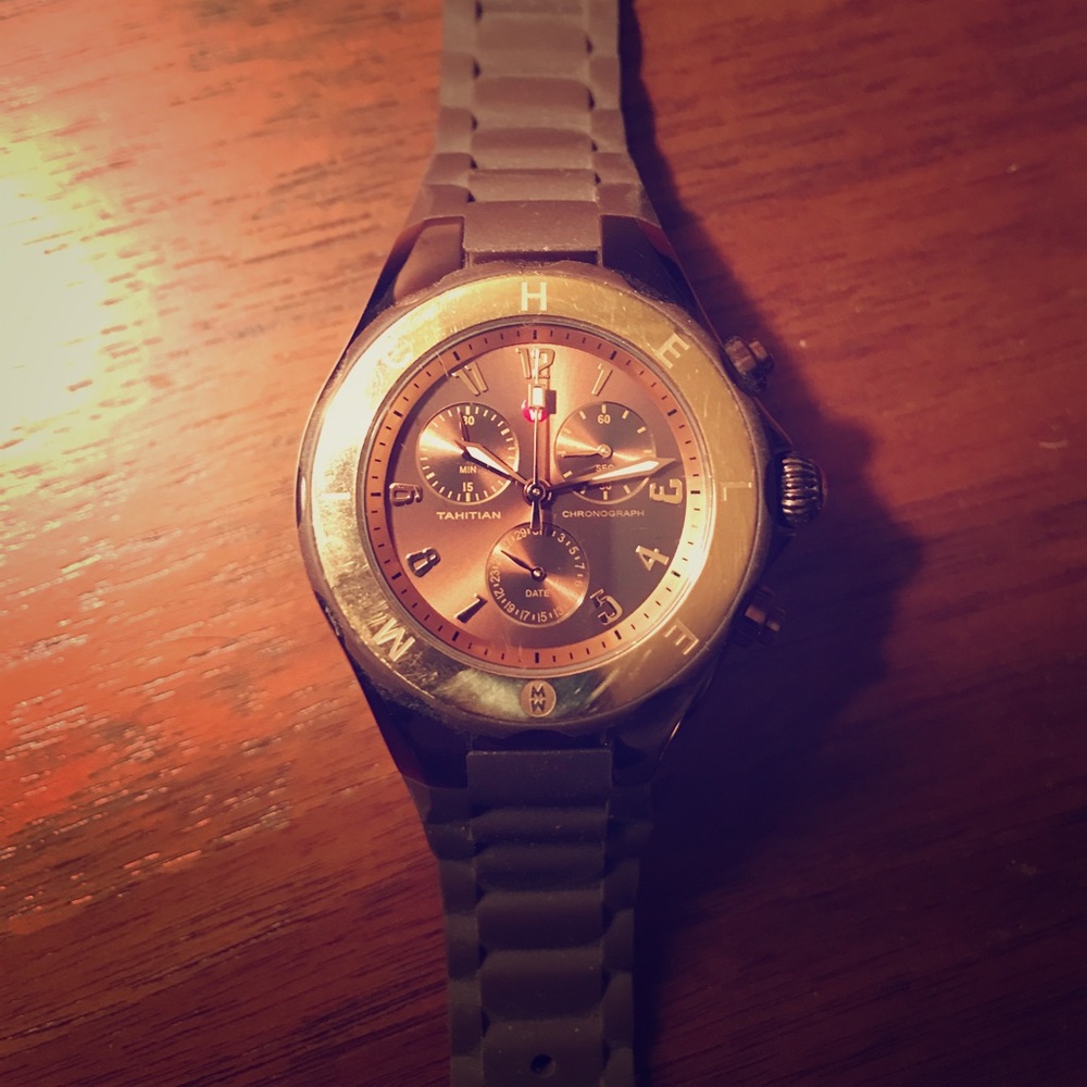 Michele Tahitan jelly small face chocolate watch.