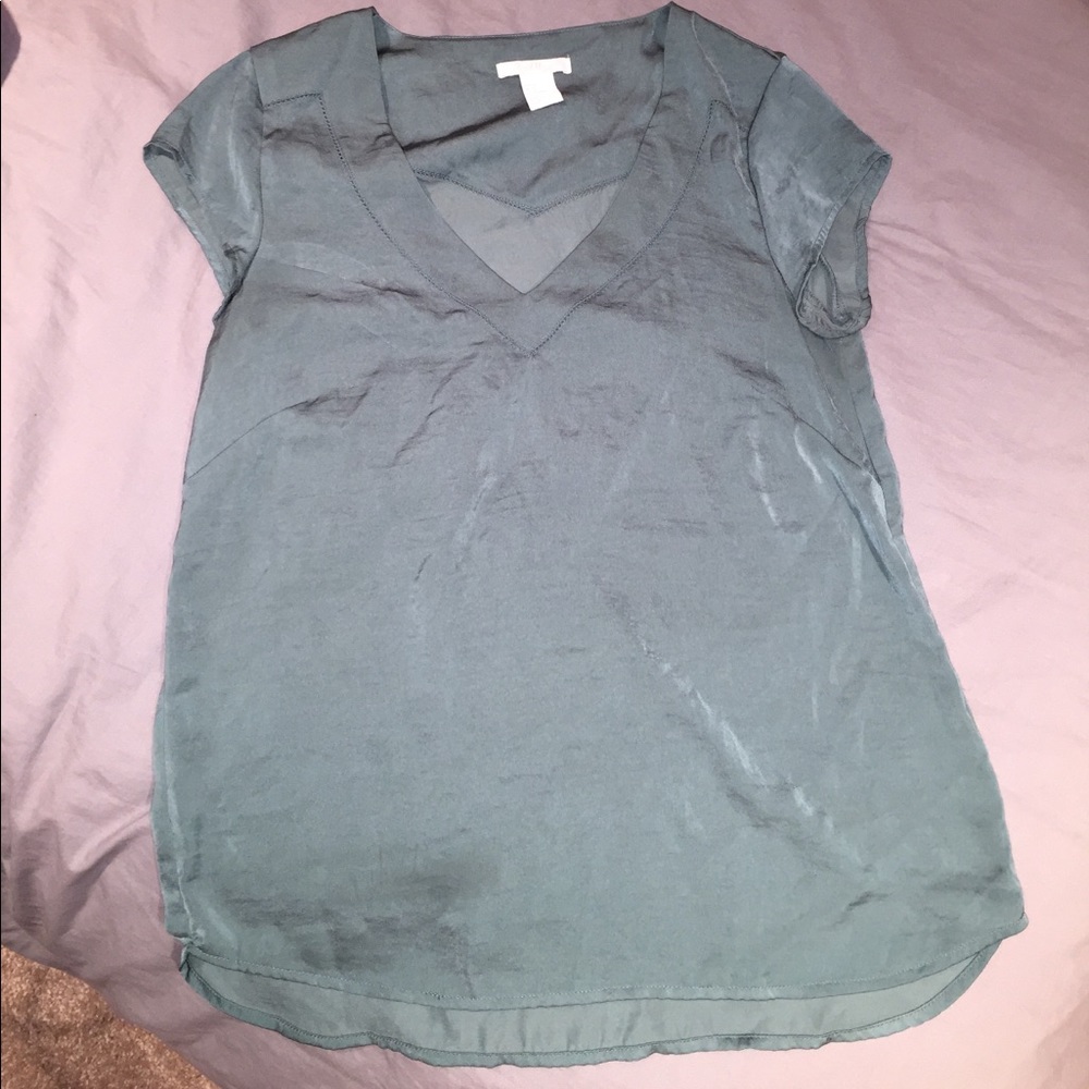 Green H&M Silky Blouse