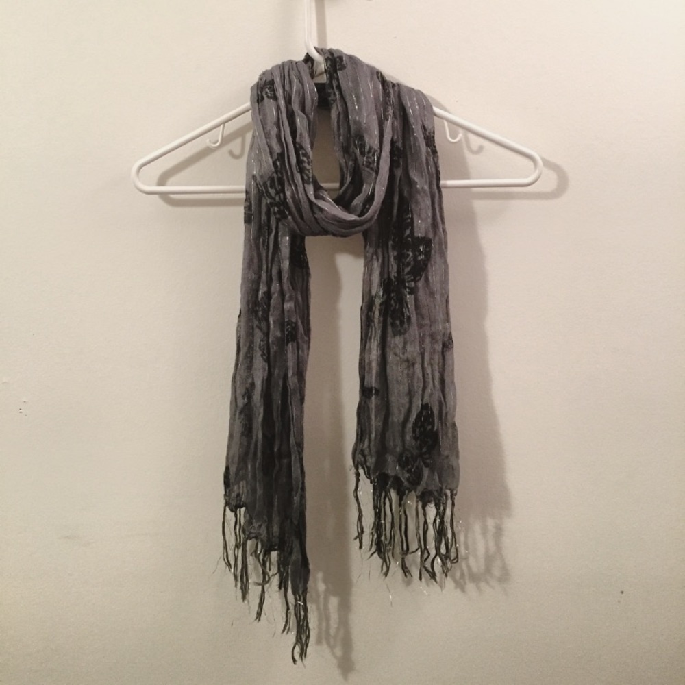 Dark grey butterfly scarf