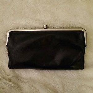 HOBO black leather wallet clutch