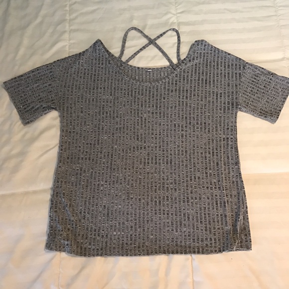 ๐HP๐ Ribbed gray crisscross top - Picture 3 of 4