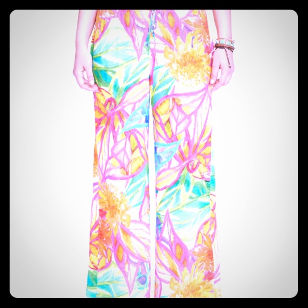 Ralph Lauren PL wide leg pants in flower multi