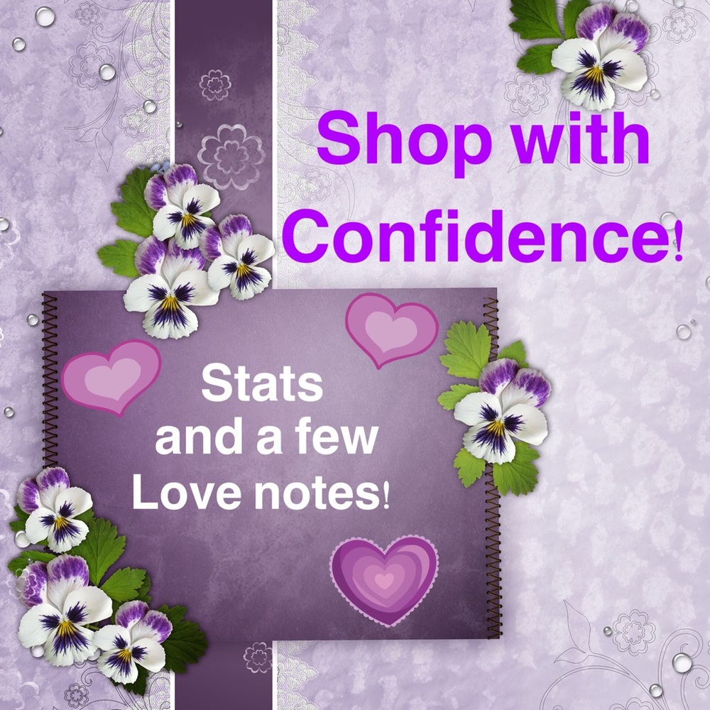 Stats and love notes! 💕Shop with confidence! 😘