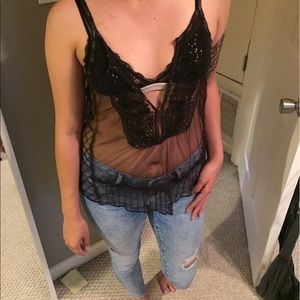 Free people see through tank with sequin detail