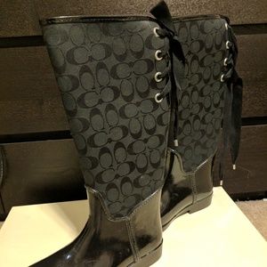 Gently Used Tristee Black Coach Rain Boots