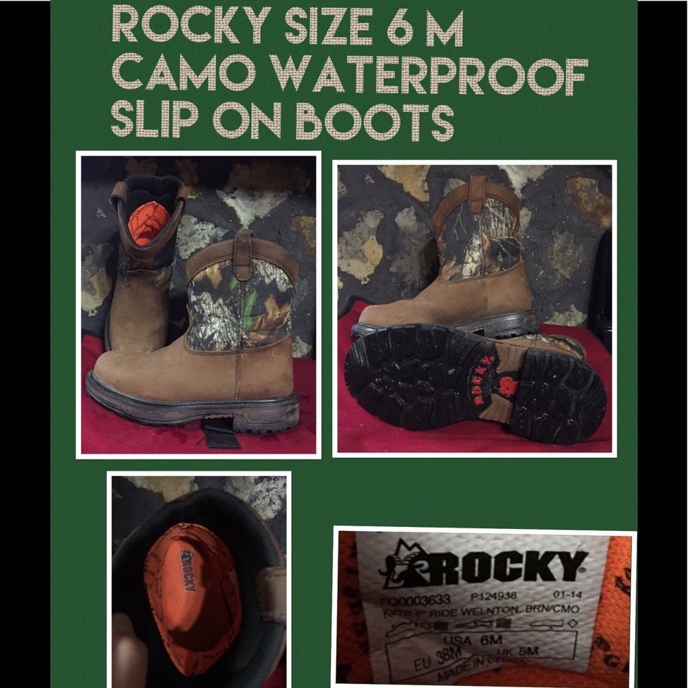 Men's Rocky Camo Waterproof Slip on Boots