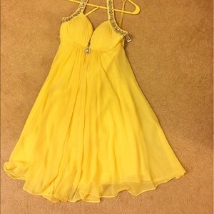 Chiffon sparking yellow dress