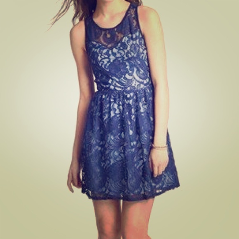 Lace blue dress