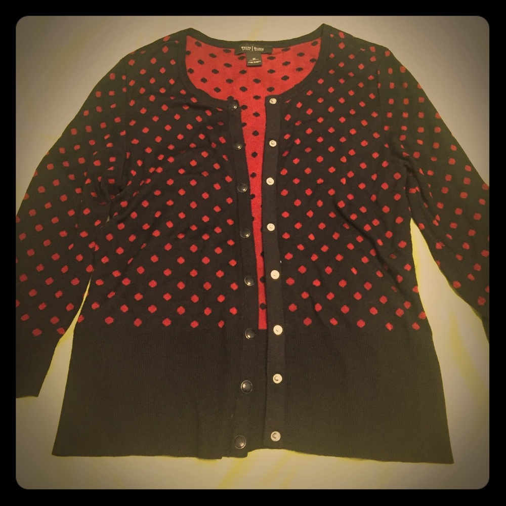 Polka dotted White House | Black Market cardigan