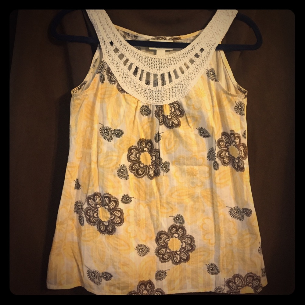 High-neck crocheted floral Ann Taylor Loft top