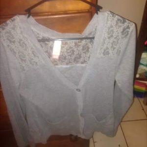 Grey Cardigan with lace