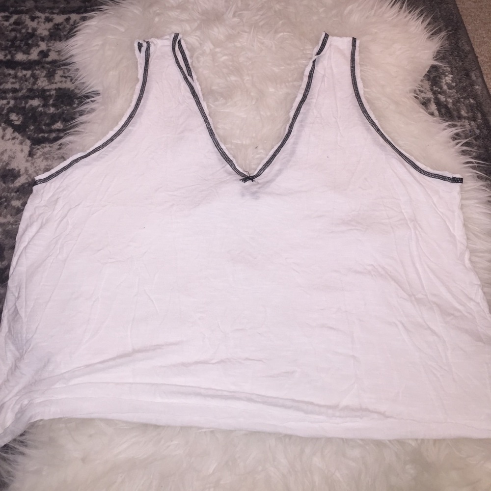 Deep V white tank