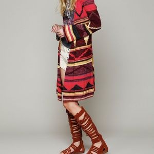 Free People Patterned Hooded Cardigan