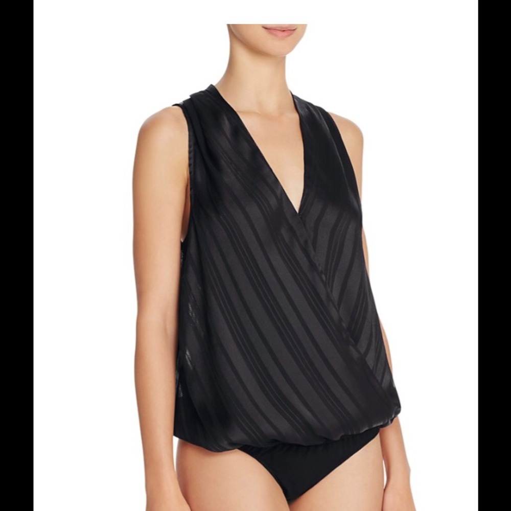 GUESS Crossover V-Neck Sleeveless Black Bodysuit