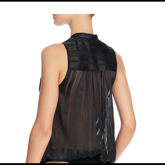 GUESS Crossover V-Neck Sleeveless Black Bodysuit - Picture 2 of 3