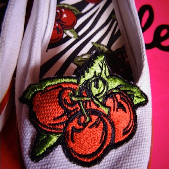 Betsey Johnson Red white cherry slip on shoes - Picture 3 of 3