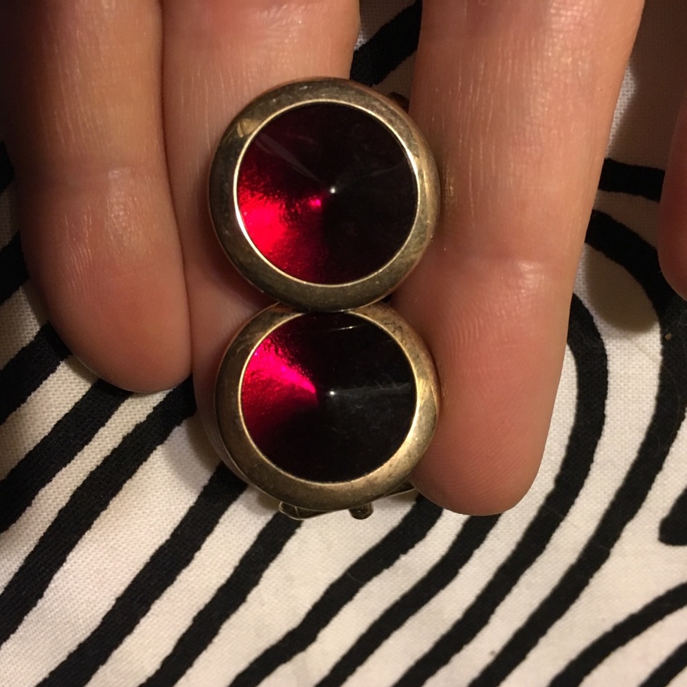 RARE Vintage SWANK Cuff Links ruby red