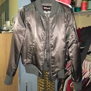 grey bomber jacket