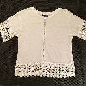 TOPSHOP embroidered & Lace hem Top size S