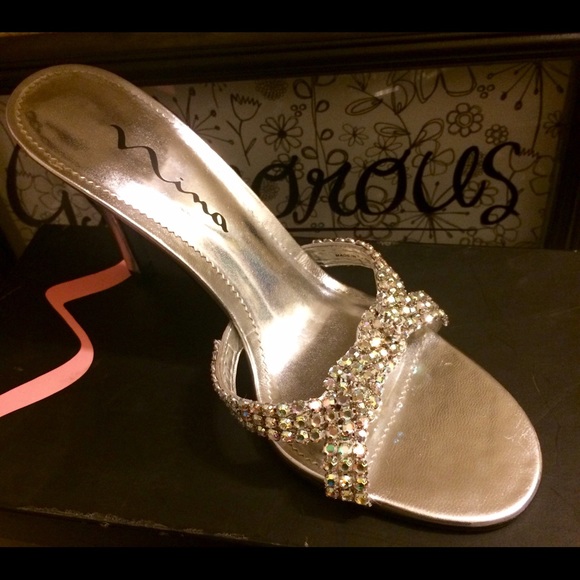 NiB Nina New Years Eve rhinestone  heels 8 1/2 - Picture 2 of 5
